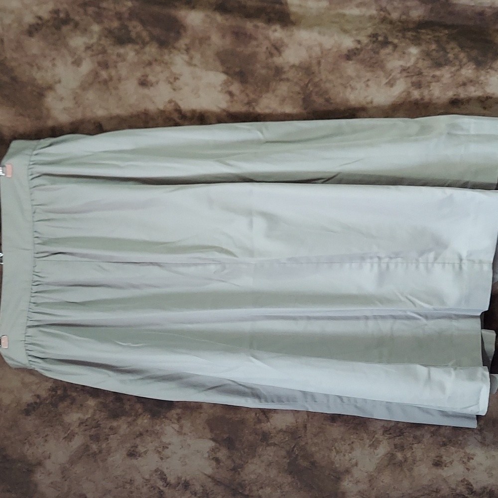Malouf Khaki Circle Skirt Front Button Down Vintage Size 16 Inv 477 - Picture 3 of 9